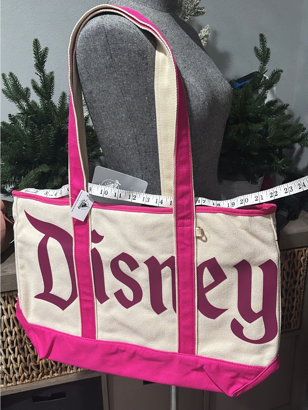 Disneyland Pink and Cream Canvas Tote Bag - NWT!!